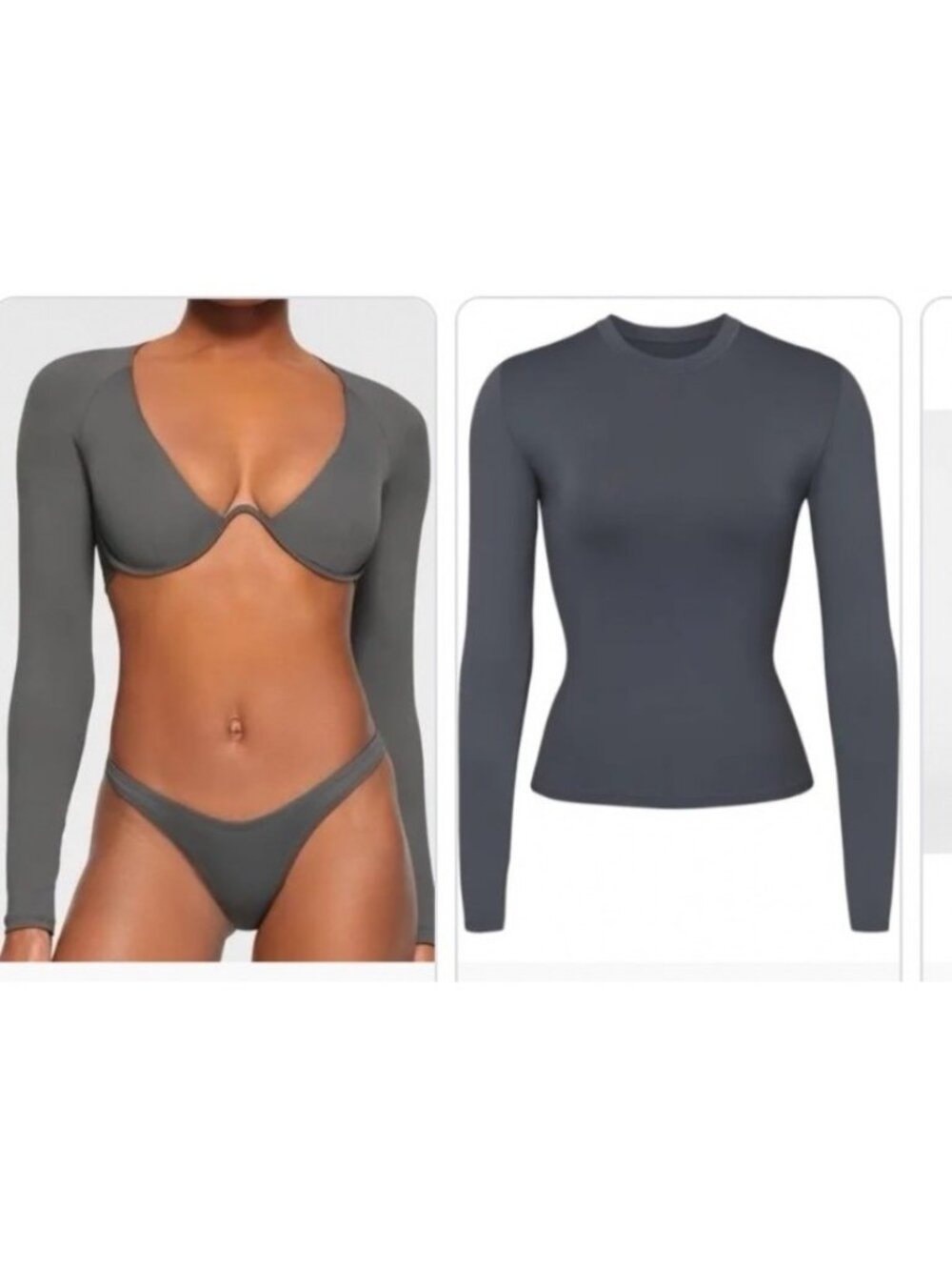SKIMS SWIM LONG SLEEVE UNDERWIRE BIKINI TOP SIZE M